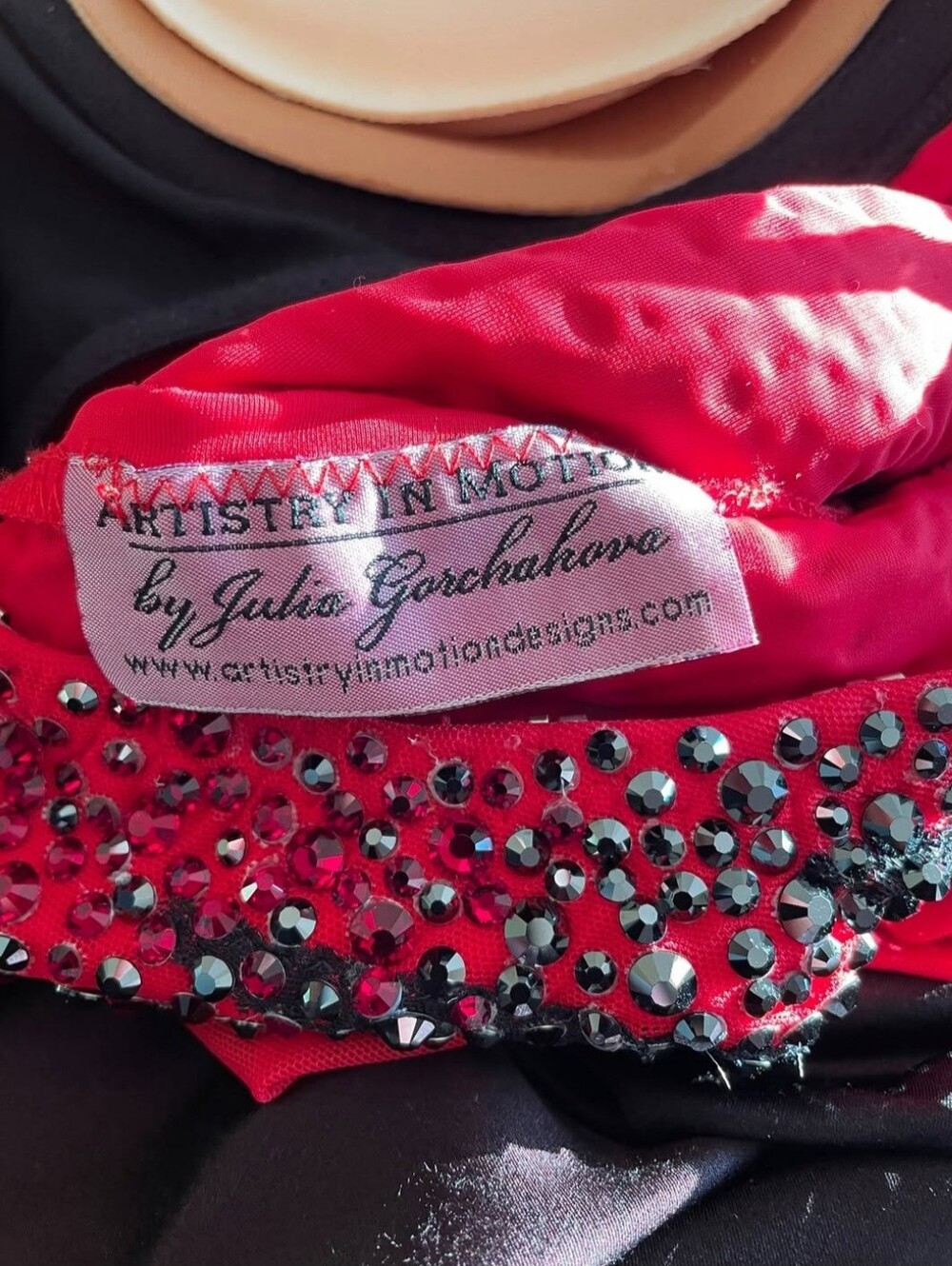 Artistry In Motion Red and Black Smooth Ballroom Dress - Picture 2 of 5